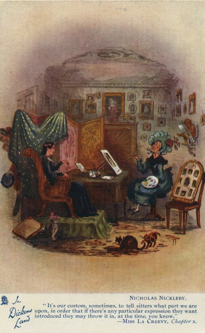 In Dickens Land - Nicholas Nickleby Postcard by Hablot Knight Browne